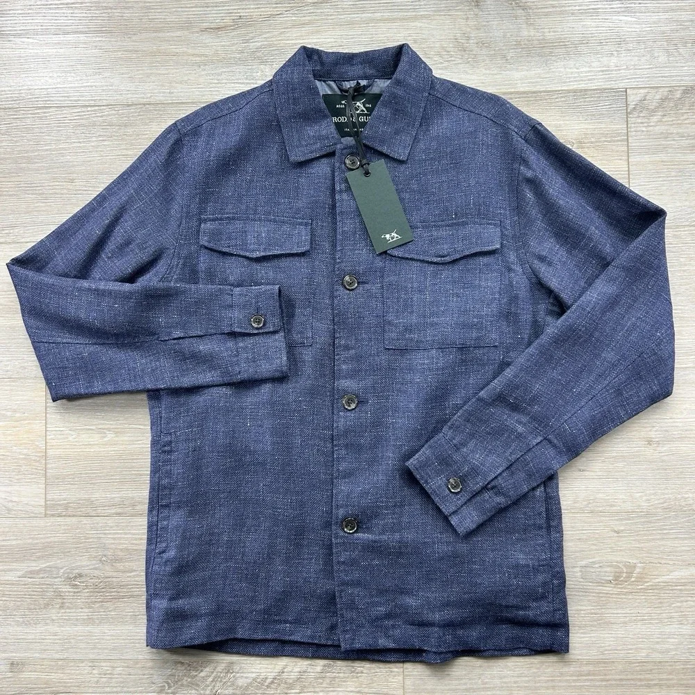 NWT Rodd & Gunn Small The Cascades Bluestone Linen Wool Blend Shirt‎ Jacket